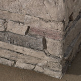 Classic Design Square Fire Pit With Top And 40, 000 Btu Heat Output - Stone Gray