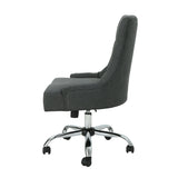 Glory Diamond Tufted Upholstered Office Chair With Rolling Casters And Sloped Arms - Dark Gray / Chrome