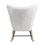 Mid Century Rocking Chair With Ottoman Patchwork Linen Wood Legs Design Living Room And Bedroom - Colorful