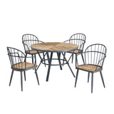 Contemporary Indoor Dining Set With Metal Legs, Birch, And Metal - Black / Natural