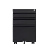 Contemporary Black 3 Drawer Mobile Filing Cabinet With Lock, Metal Office Storage For Legal / Letter Size