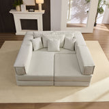 Modular L Shaped Floor Living Room Sofa Set With 6 Pillows