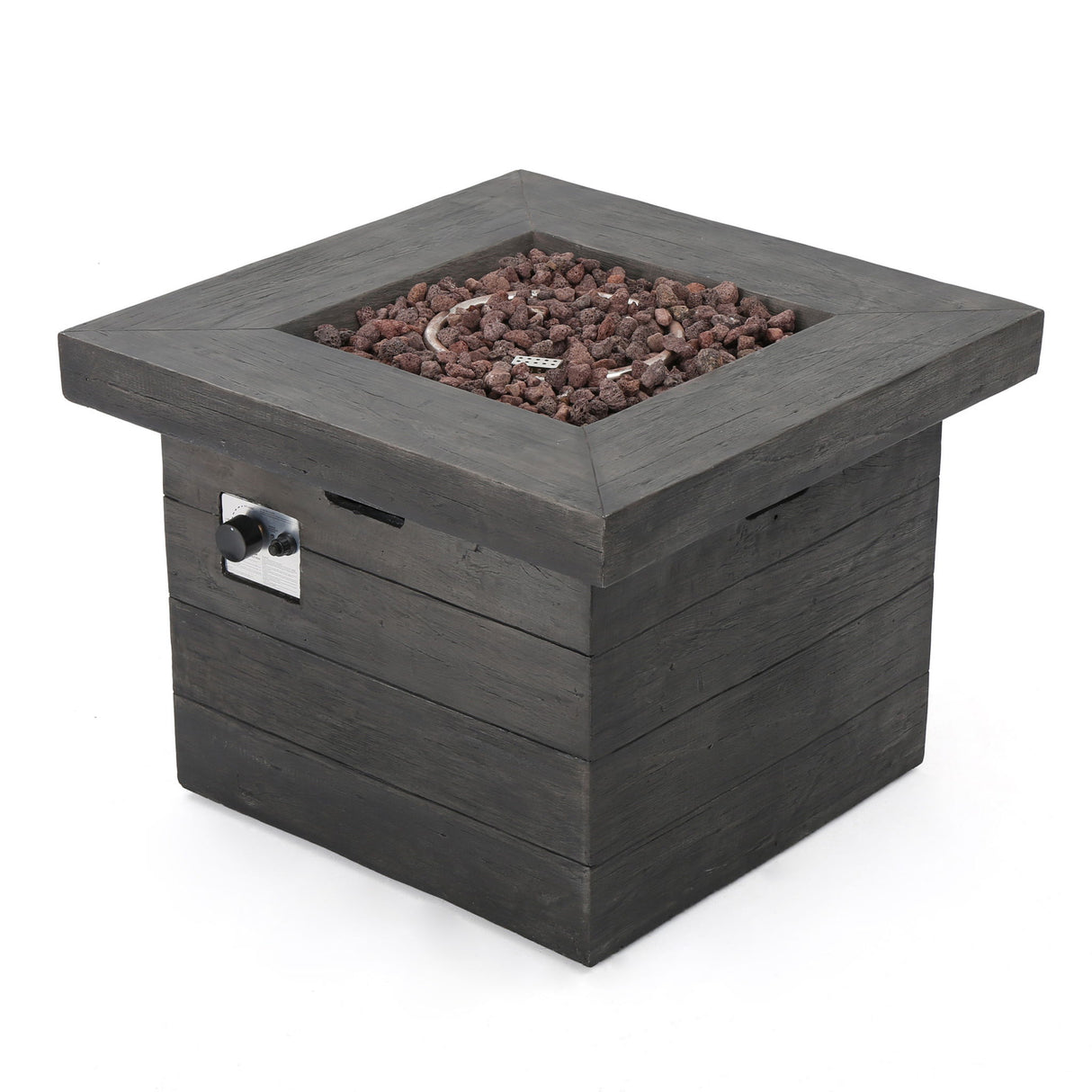 Anchorage - Wood Square Fire Pit 40, 000 Btu - Gray