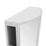 Arched Glass Double Door Wardrobe With Shatterproof Mirror, Open Shelf & Towel Rack