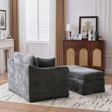 Accent Chair Wide With 2 Bolster Pillows, And Matching Ottoman