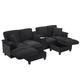 Modern U-Shaped Sectional Sofa With Storage Ottomans