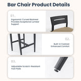 Modern Outdoor Bar Stools With Backrest And Footrest (Set of 2)