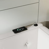 Modern Upholstered Platform Bed With USB Ports And LED Belt