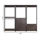 Monica - Wood Walk In Closet System With Powder Coated Metal Frame And Melamine - Rustic