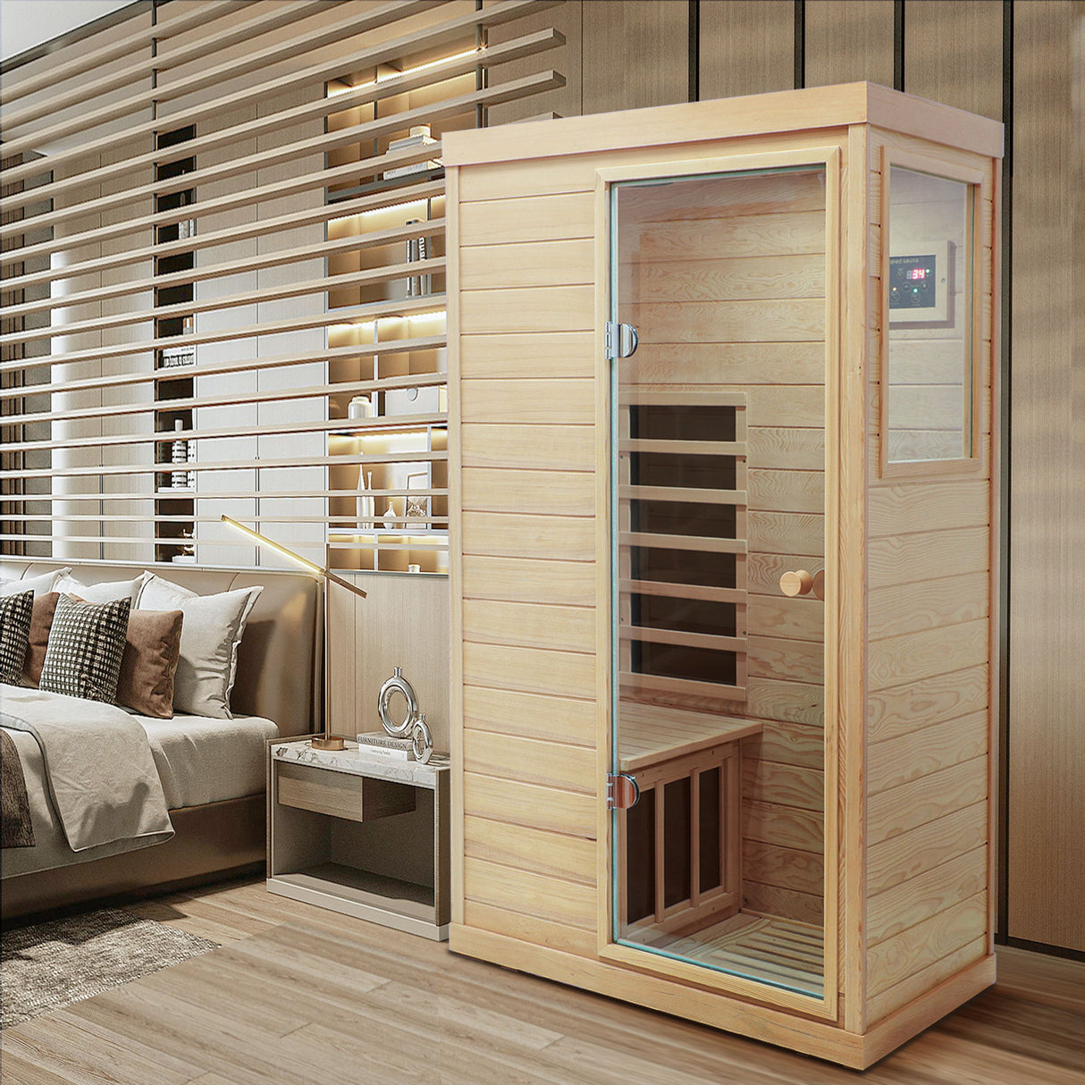 Hemlock Mini 1 Person Far Infrared Door Indoor Sauna Room