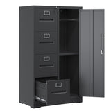 Metal Storage Vertical Filing Cabinet With Lock, 4 Drawers, 1 Door, Steel Construction, School / Office Use