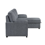 Rebecca - Sofa With Pull Out Bed, Storage Chaise, USB And Cup Holders - Dark Gray