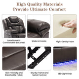 3 Pieces Recliner Sofa Sets Home Theater Seating Manual Recliner Chair & Center Console And LED Light Strip For Living Room - Brown