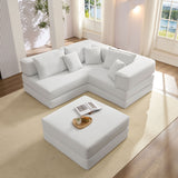 Modular L Shaped Floor Living Room Sofa Set With 6 Pillows