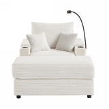 Modern Style Loveseat Sofa Sectional Sofa Couch With Storage Space, A Movable Ottoman, Two USB Ports, Two Cup Holders, A Phone Holder For Living Room