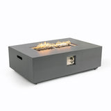 Volon - Rectangular Fire Pit Table, Propane Powered, 50,000 BTU - Light Gray
