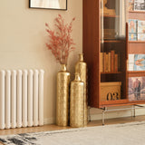 Floor Metal Vases Decorated White Metal Vases (Set of 3) Gorgeous Home Decoration Large Glazed Metal Vases - Golden