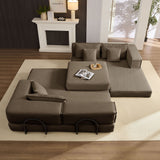 Modular L Shaped Floor Living Room Sofa Set With 6 Pillows