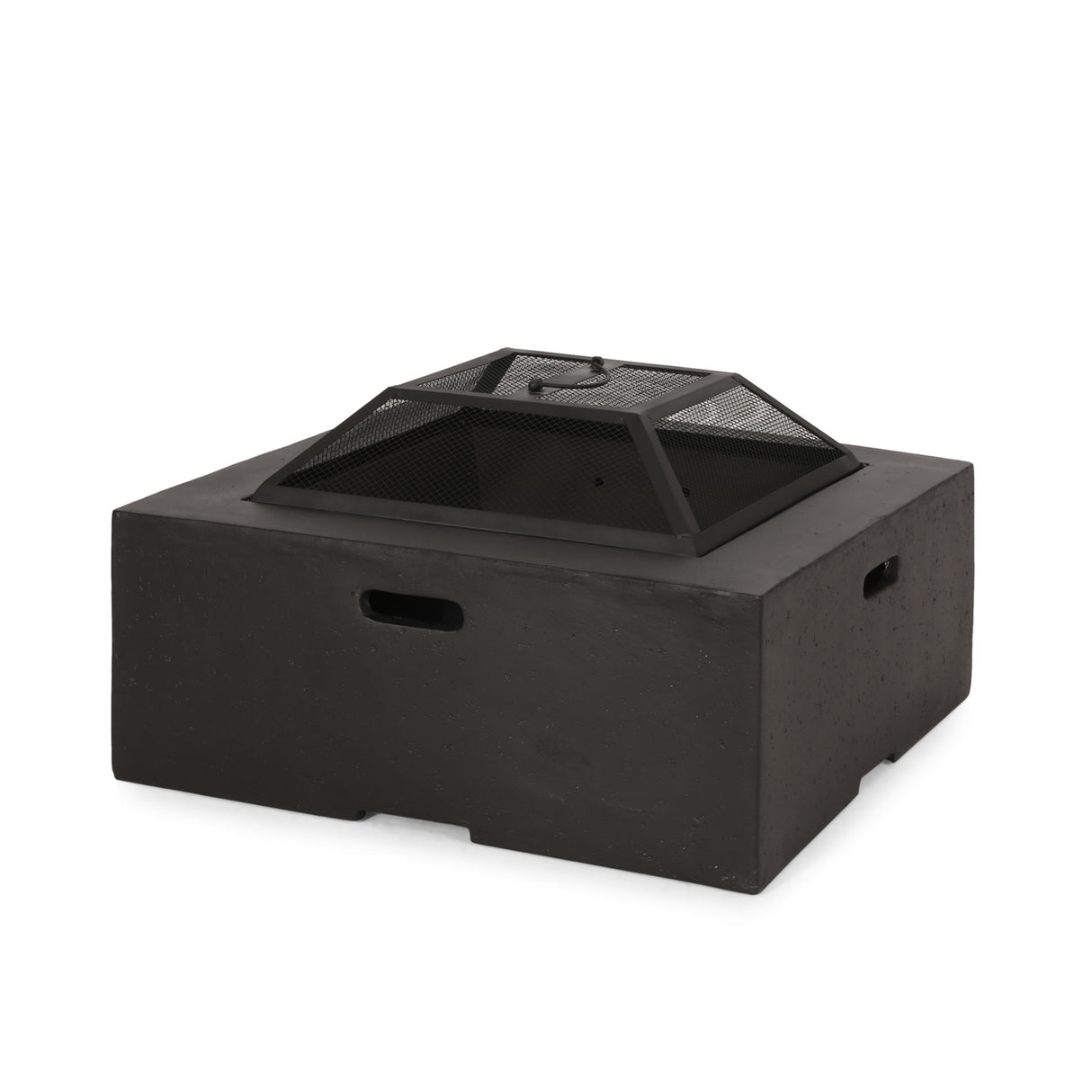 Outdoor Square Mgo Wood Burning Fire Pit - Dark Gray