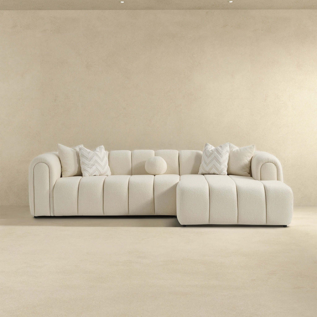 Beatrice - Modern Tufted Right Sectional Sofa - Ivory