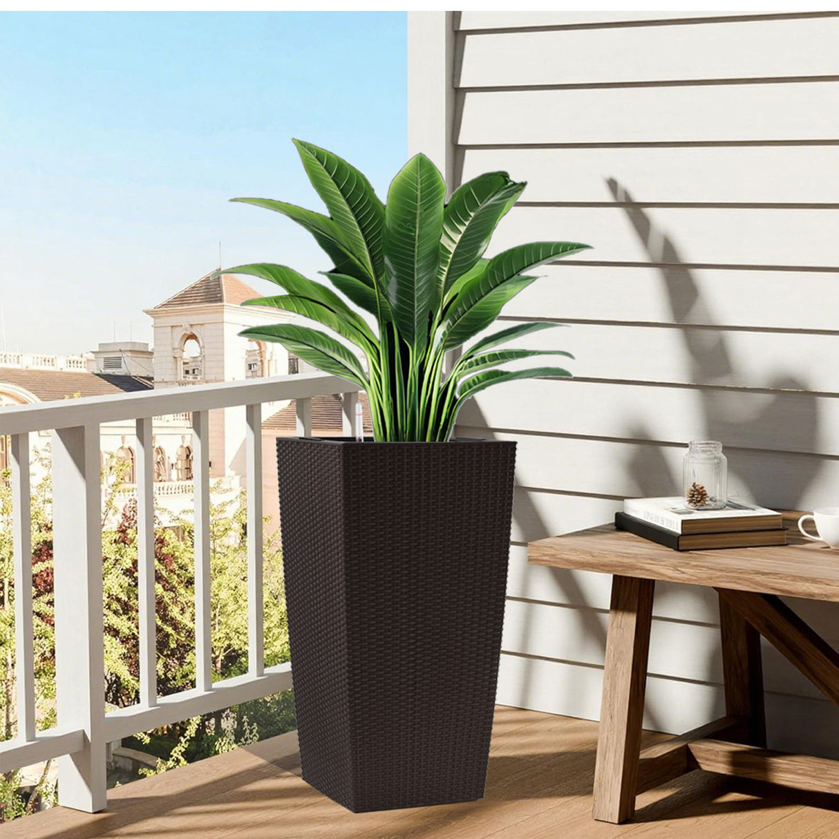 Large Self Watering Flower Pot With Drainage Holes & Inner Tray