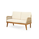 Hueber - Outdoor And Rope 4 Seater Chat Set With Cushions - Teak