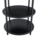 Diameter - Modern Splicing Circular Dining Table Double Layer Storage - Wood / Black