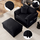 Oversized Chair With Movable Ottoman, Soft Upholstered Lounge Chair