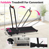 Folding Walking Pad Under Desk Treadmill For Home 2 Ways To Adjust Speed - Pink / Black