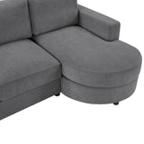 Modern L-Shaped Sectional Sofa With Curved Chaise, USB Ports, And Side Storage Pockets