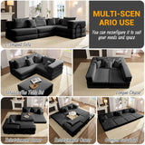 Modular L Shaped Floor Living Room Sofa Set With 6 Pillows